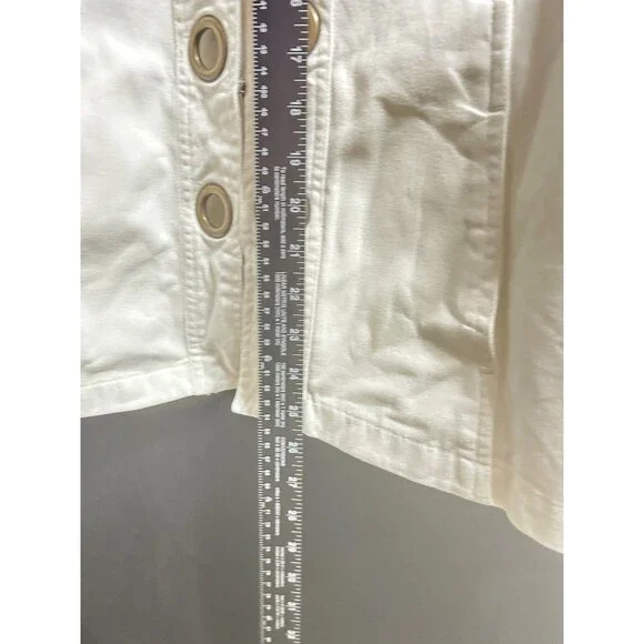 New Direction Women 1X White Cotton Denim Jacket‎ Large Gold Rings Decor - Picture 4 of 10